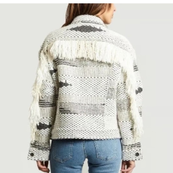 LEVIS FRINGE WOOL BLEND TRUCKERS JACKET Boho Chic Coastal Cowgirl Size 1… - Picture 8 of 13